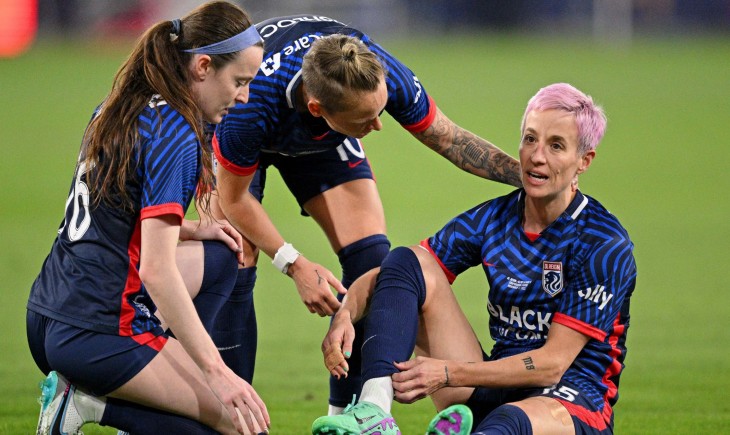 Legendary USWNT Star Megan Rapinoe Forced Off Pitch For OL Reign In ...